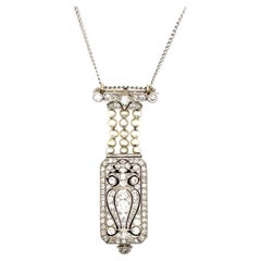 Belle Epoque Tiffany & Co. Diamond & Natural Pearl Lapel Watch Pendant CH Meylan