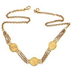 Sibeør 18 Karat Yellow Gold Coin Multi Chain Necklace 21.6 Grams