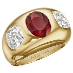 GIA Certified Gold Ruby and Diamond Ring by Siegelson, New York