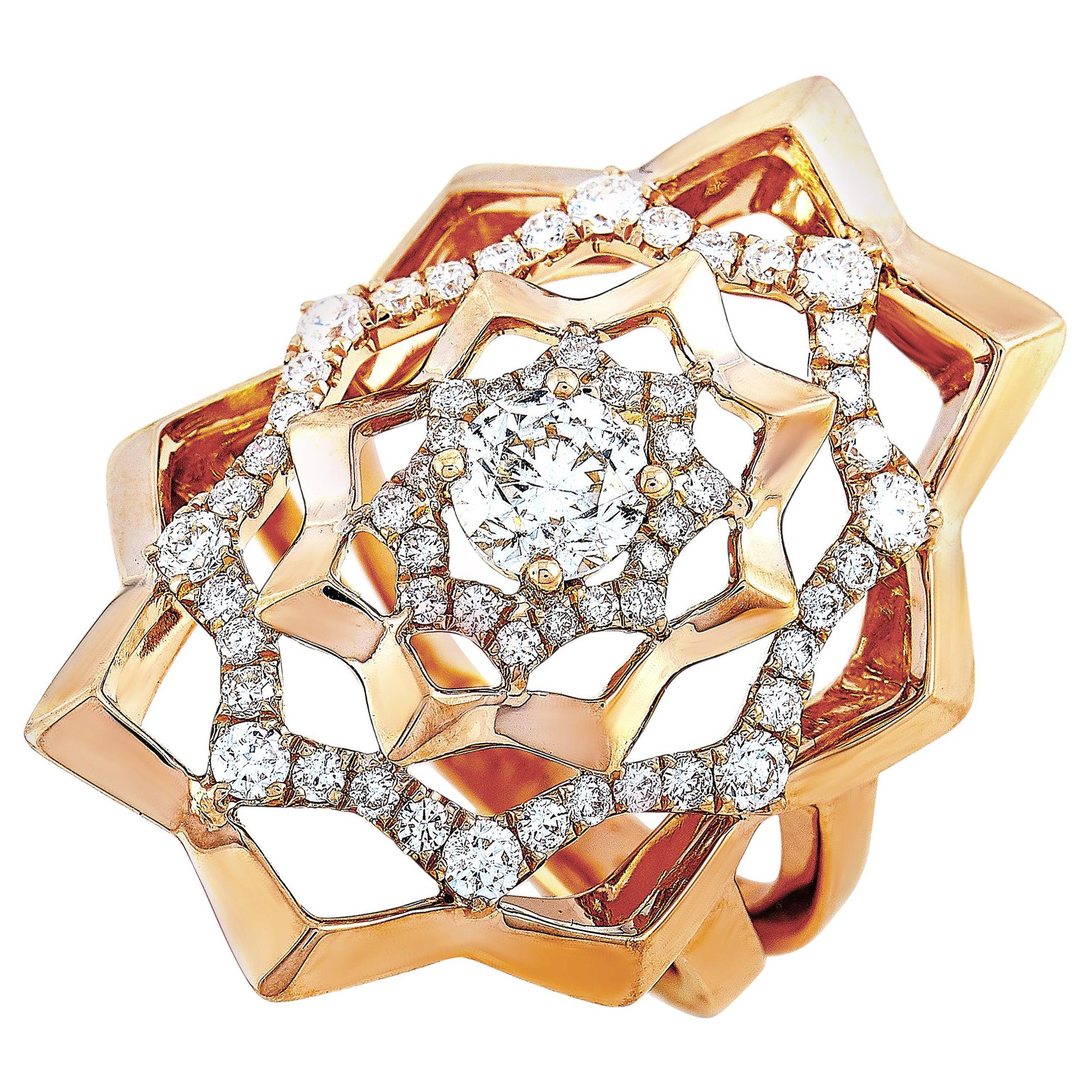 LB Exclusive 18 Karat Rose Gold 1.15 Carat Diamond Ring For Sale