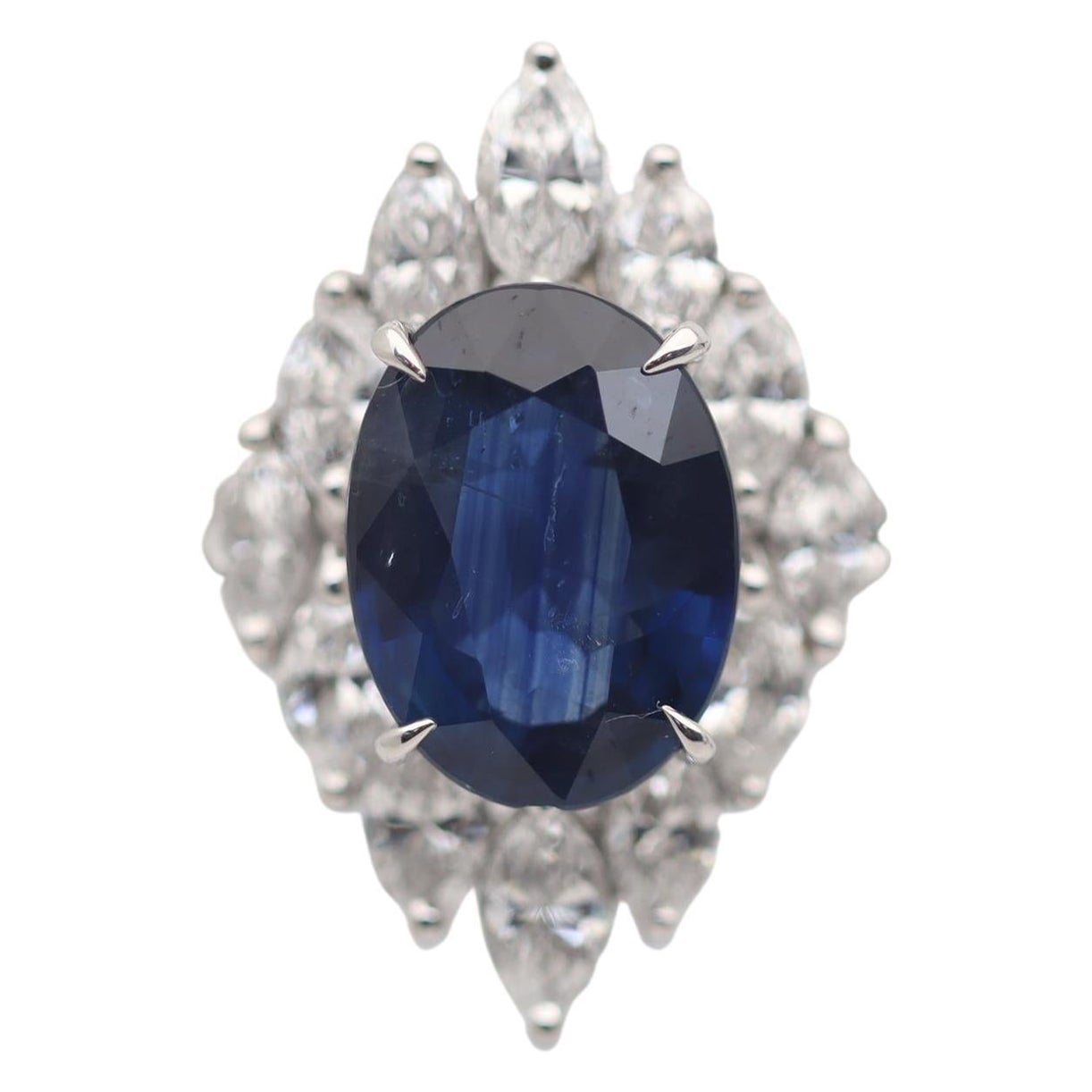 Goldring mit blauem blauen Saphir und Diamant