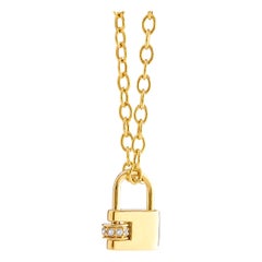 Syna Yellow Gold Charm Lock Pendant with Champagne Diamonds