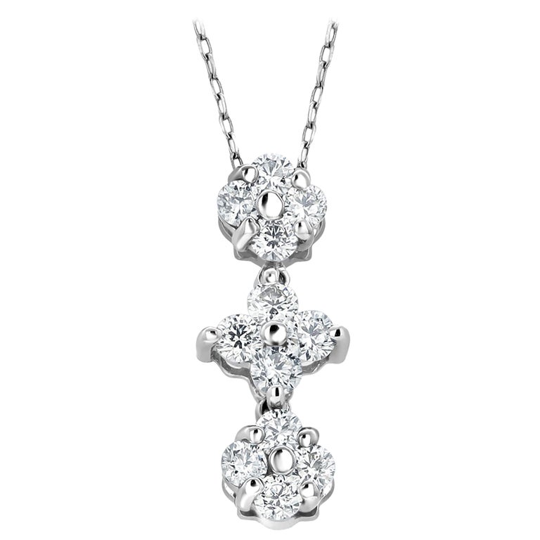 Eighteen Karat White Gold Linear Diamond Necklace Pendant For Sale