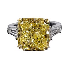 GIA Certified 3 Carat Fancy Intense Yellow Diamond Solitaire Ring Made in Italy