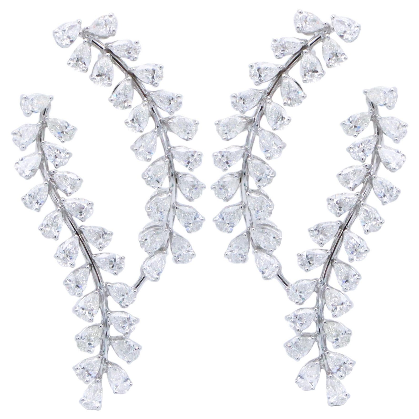 Emilio Jewelry 6.90 Carat Diamond Pear Shape Floral Earring For Sale