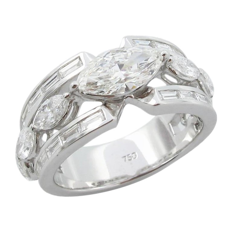 Emilio Jewelry GIA Certified Art Deco Style Ring For Sale