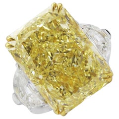 Emilio Jewelry Gia Certified 19.00 Carat Fancy Intense Yellow Diamond Ring 