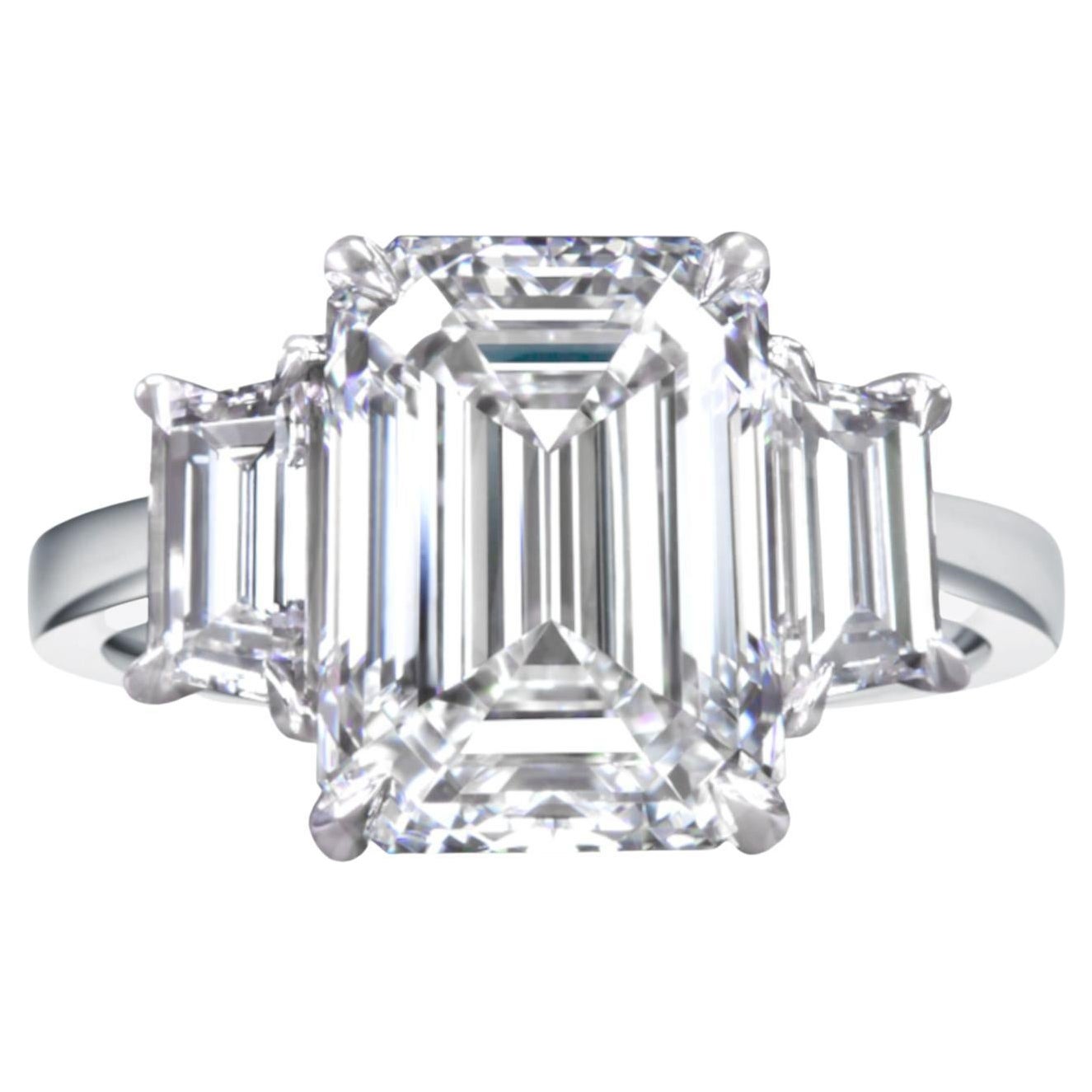 GIA Certified 2 Carat Internally Flawless Clarity Emerald Cut Diamond Gold Ring