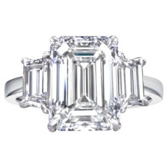 GIA Certified 2 Carat Internally Flawless Clarity Emerald Cut Diamond Gold Ring