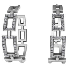 Platinum and Sterling Diamond Tapered Rectangle Hoops