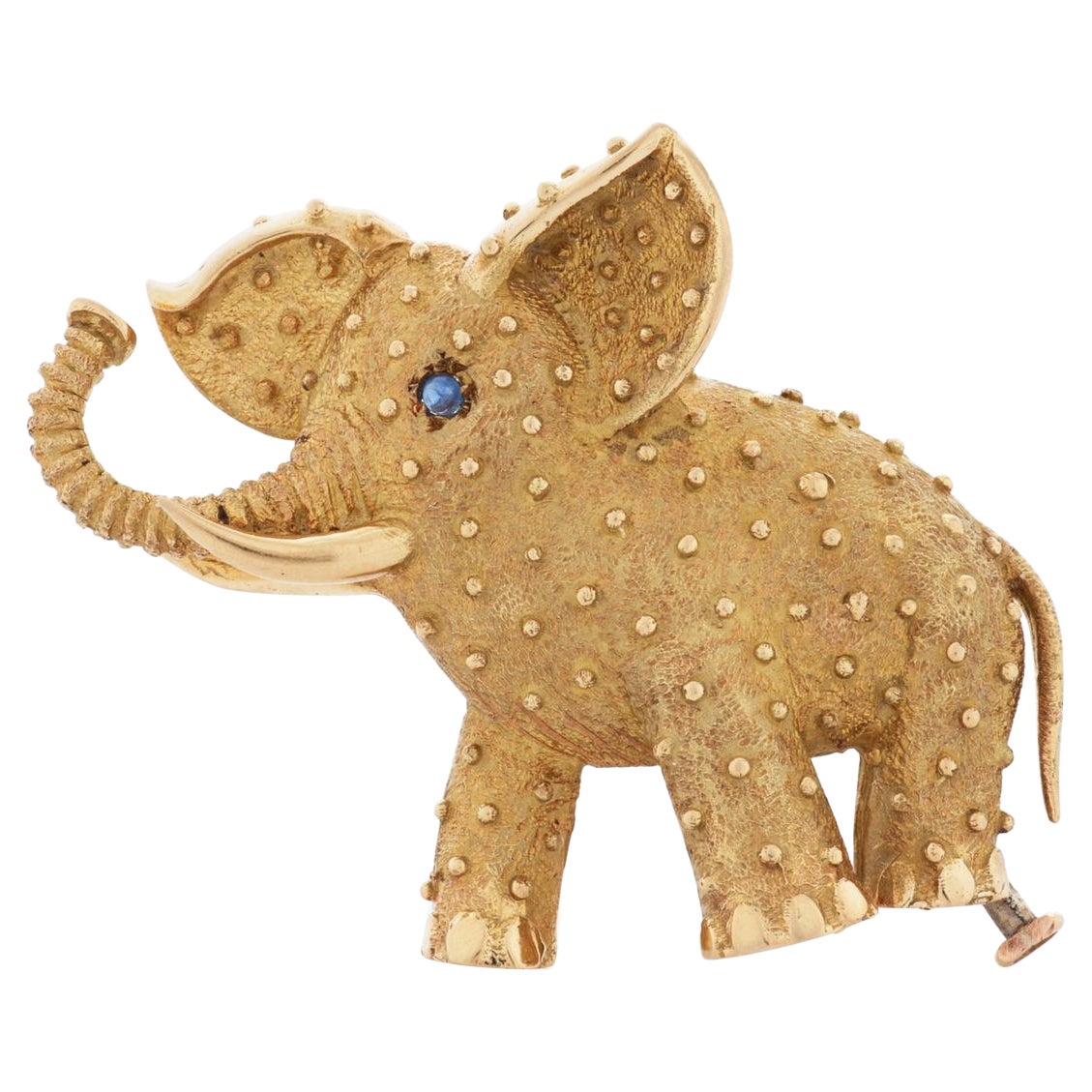 Cartier 18 Kt Gold and Sapphire Elephant Pin/Brooch