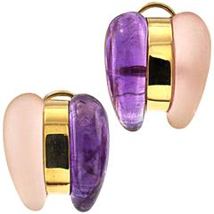 Winc Amethyst Rose Quartz Gold Earrings