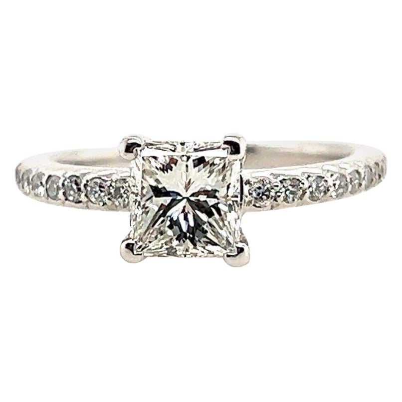 Modern Gold 1.11 Carat EGL USA Certified Natural H VVS2 Princess Diamond Ring For Sale
