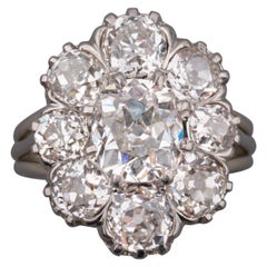 Platinum and 4.80 Carats Diamonds French Retro Ring