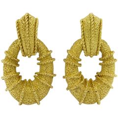 1970s Gold Door Knocker Earrings