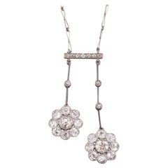 Platinum and 3.40 Carats Diamonds French Antique Necklace