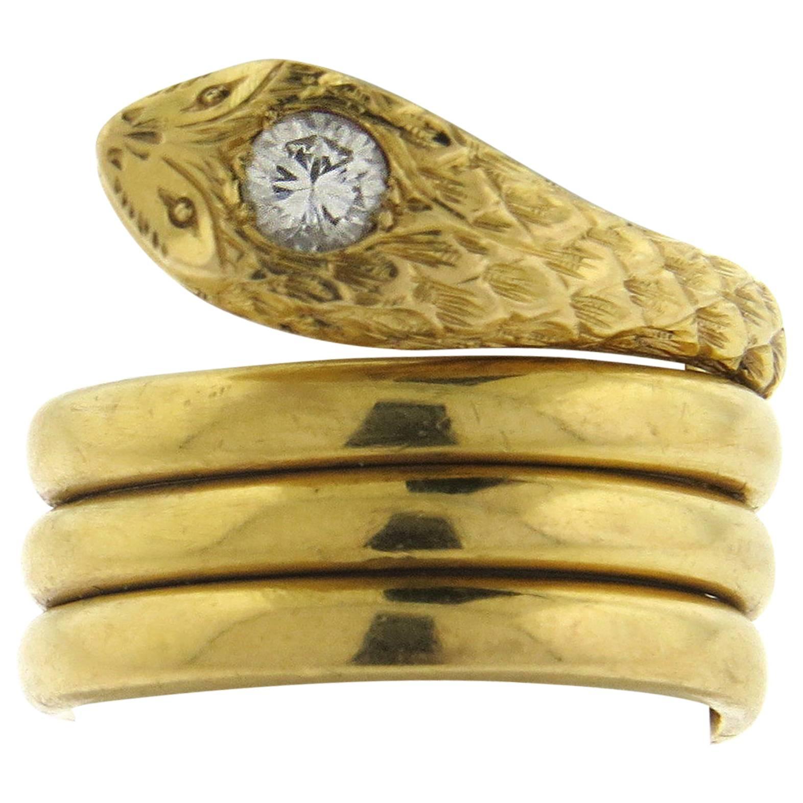 Diamond Gold Snake Wrap Ring
