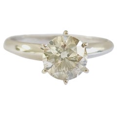 GIA 1.52 Carat Natural Fancy Light Grey Round Diamond Ring 14 Karat White Gold