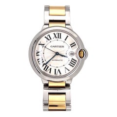 Cartier Ballon Bleu Stainless Steel & 18k Yellow Gold Silver Dial Automatic