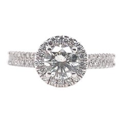 Anillo de compromiso y banda de oro moderno con diamante brillante redondo natural de 1,9 quilates