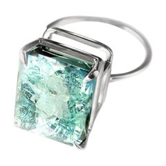 White Gold Ring with Four Carats Neon Paraiba Tourmaline