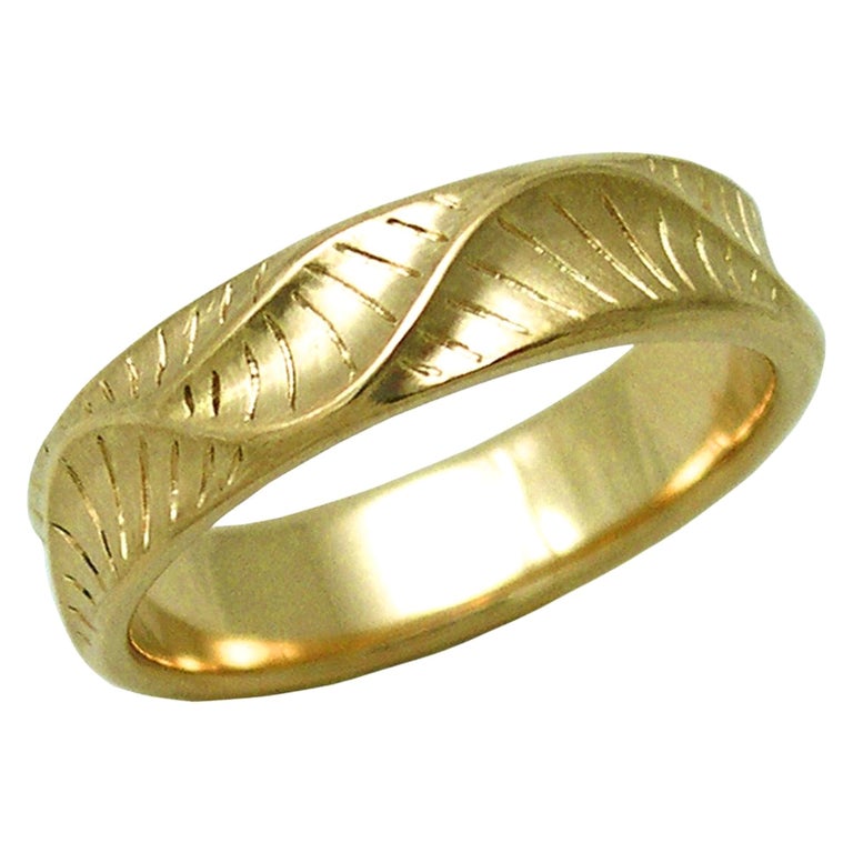 For Sale:  Small 18 Karat Yellow Gold Men's Wave Crest Ring from K.Mita