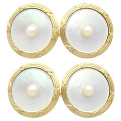 Antique Pearl, Mother of Pearl and 14k Yellow Gold Cufflinks by Tiffany & Co.