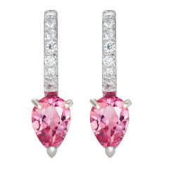 Boucles d'oreilles Dubini Theodora en or blanc 18 carats, tourmaline rubellite et diamants