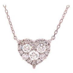 18K Diamond Pave Heart Necklace White Gold