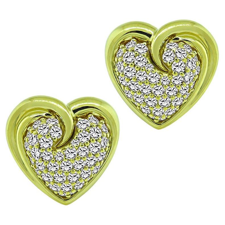  Jose Hess 4.50ct Diamond Heart Earrings For Sale