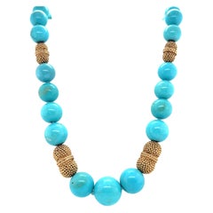 Van Cleef & Arpels Turquoise & Gold Bead Necklace 