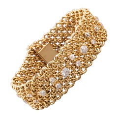 Gold and 4 Carats Diamonds French Vintage Bracelet