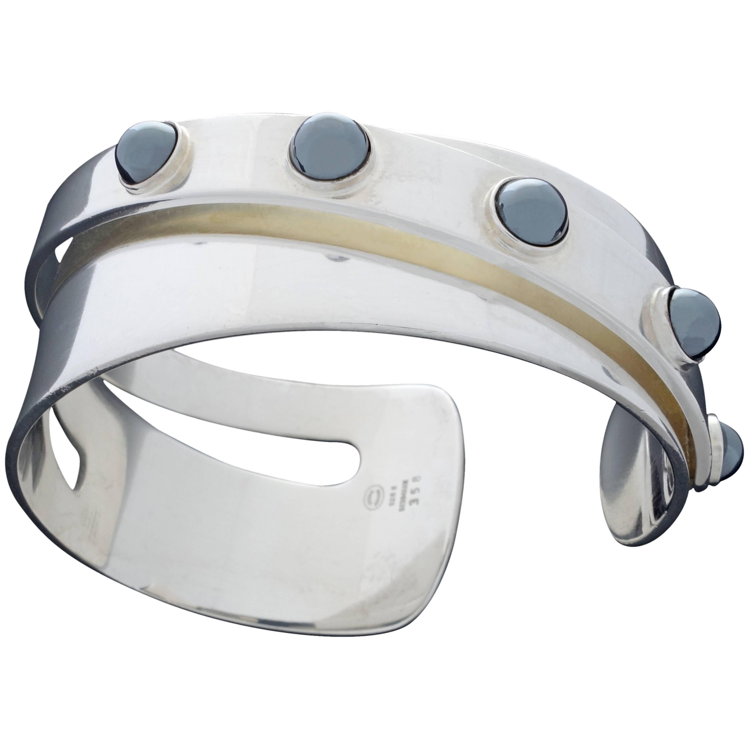 Georg Jensen by Regitze Overgaard Hematite Silver Bangle #358