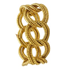 George L'enfant 1960 Paris Double Paillette Twisted Bracelet Braided 18Kt Gold