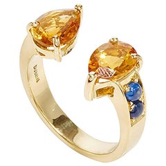 Dubini Theodora Citrine and Sapphire 18K Yellow Gold Ring
