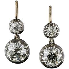 4.59 Carats Diamonds Silver over Gold Drop Earrings 9