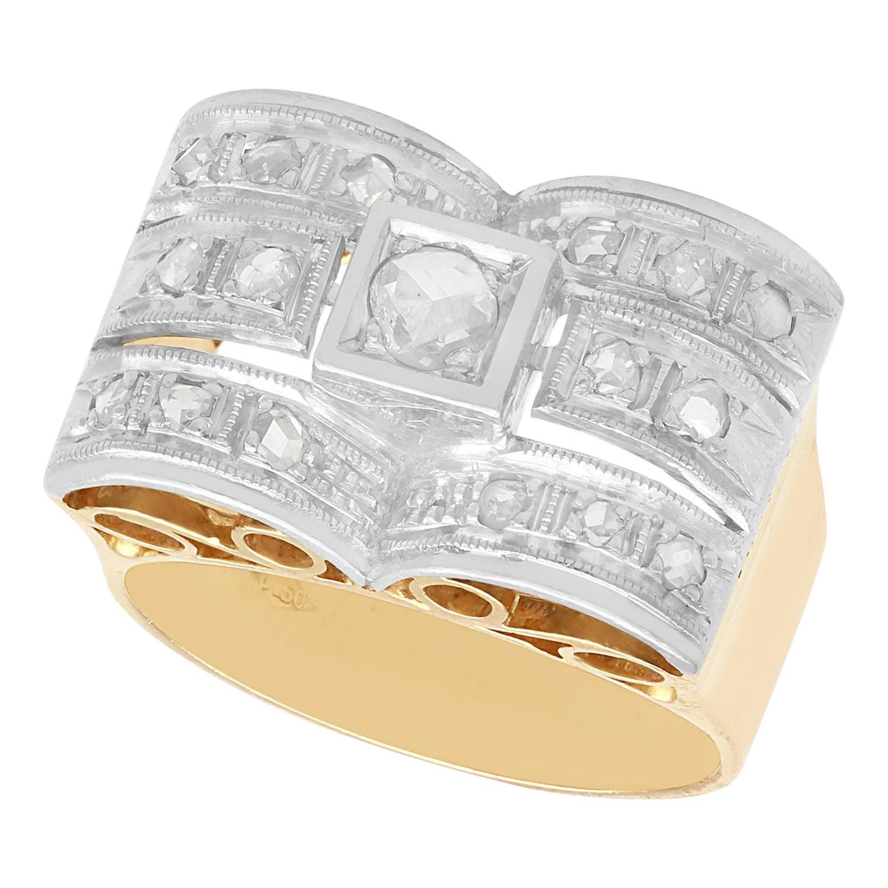 Vintage Diamond and Yellow Gold Art Deco Style Ring
