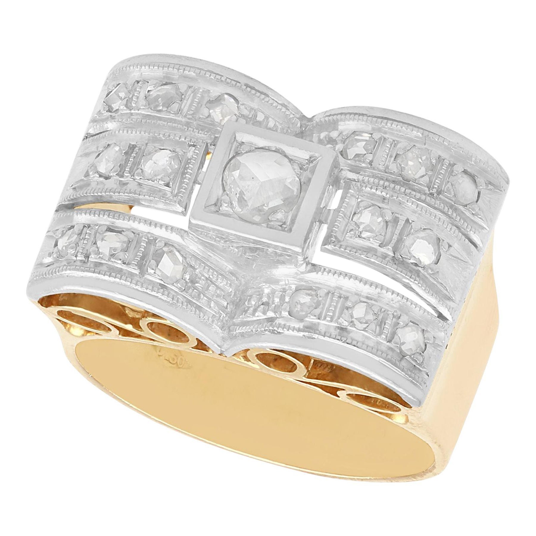 Vintage-Ring aus Diamant und Gelbgold im Art-déco-Stil im Angebot