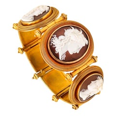Bracelet en or 18 carats de style néo-étrusque Grand Tour Roma Papal States, Italie, 1850