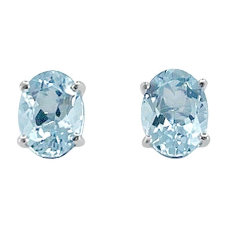 14K White Gold 2.17cts Aquamarine Earring, Style# TS1331AQE 21103/1 For Sale