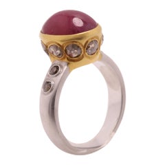 4.0 Ct Ruby Vintage Ring 18k Yellow Gold Oval Ruby & Old Cut Diamonds Ring