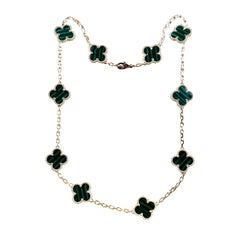 Van Cleef & Arpels Vintage Alhambra Malachite and Yellow Gold Necklace