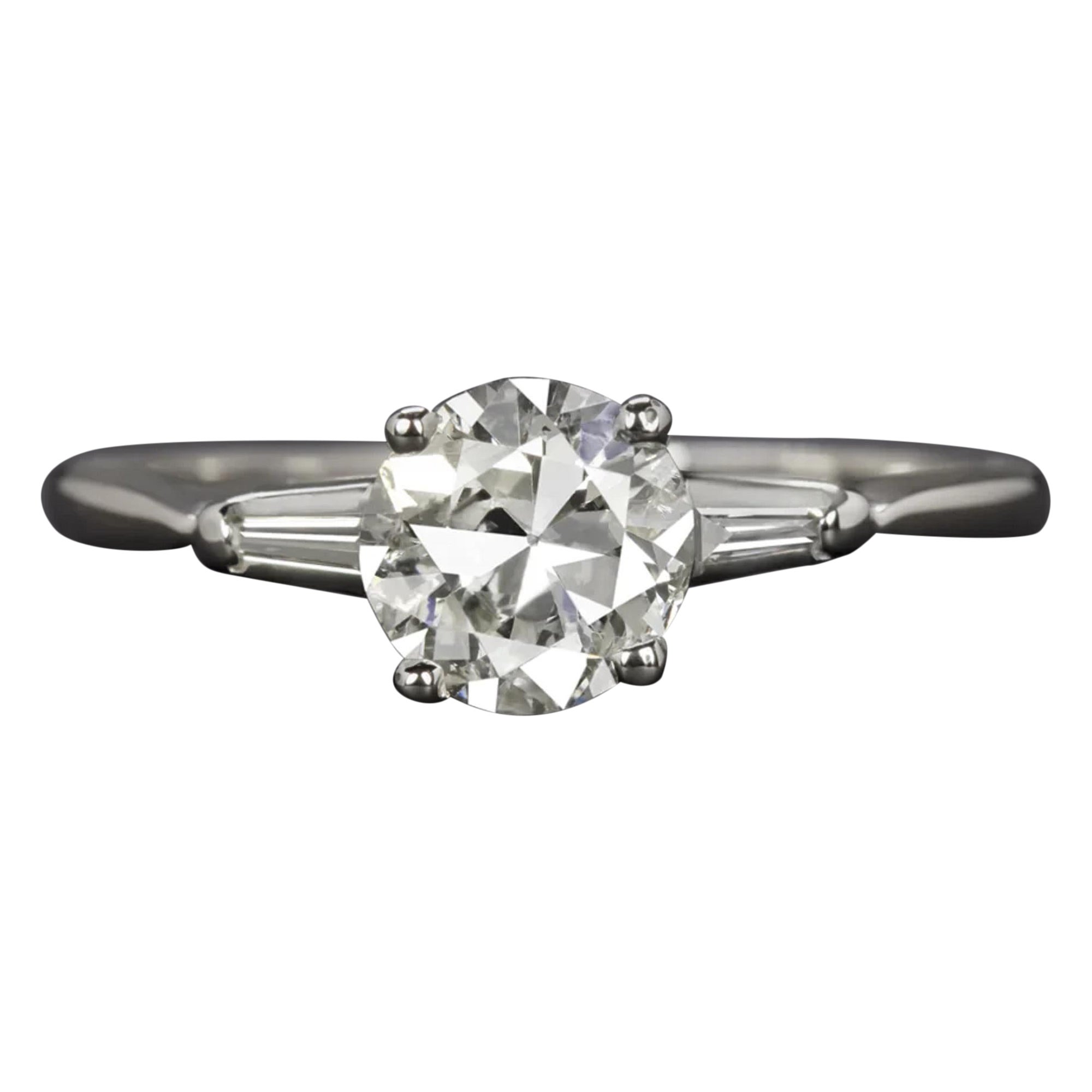Authentic Art Deco Vintage Platinum Diamond Solitaire Engagement Ring