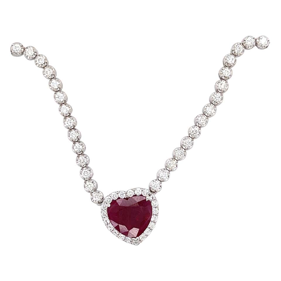 Heart shaped ruby necklace Clearance