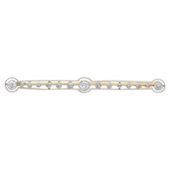 Antique Diamond and Yellow Gold Bar Brooch