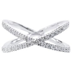 Beauvince Everyday Criss-Cross Ring '0.50 Ct Diamonds' in White Gold