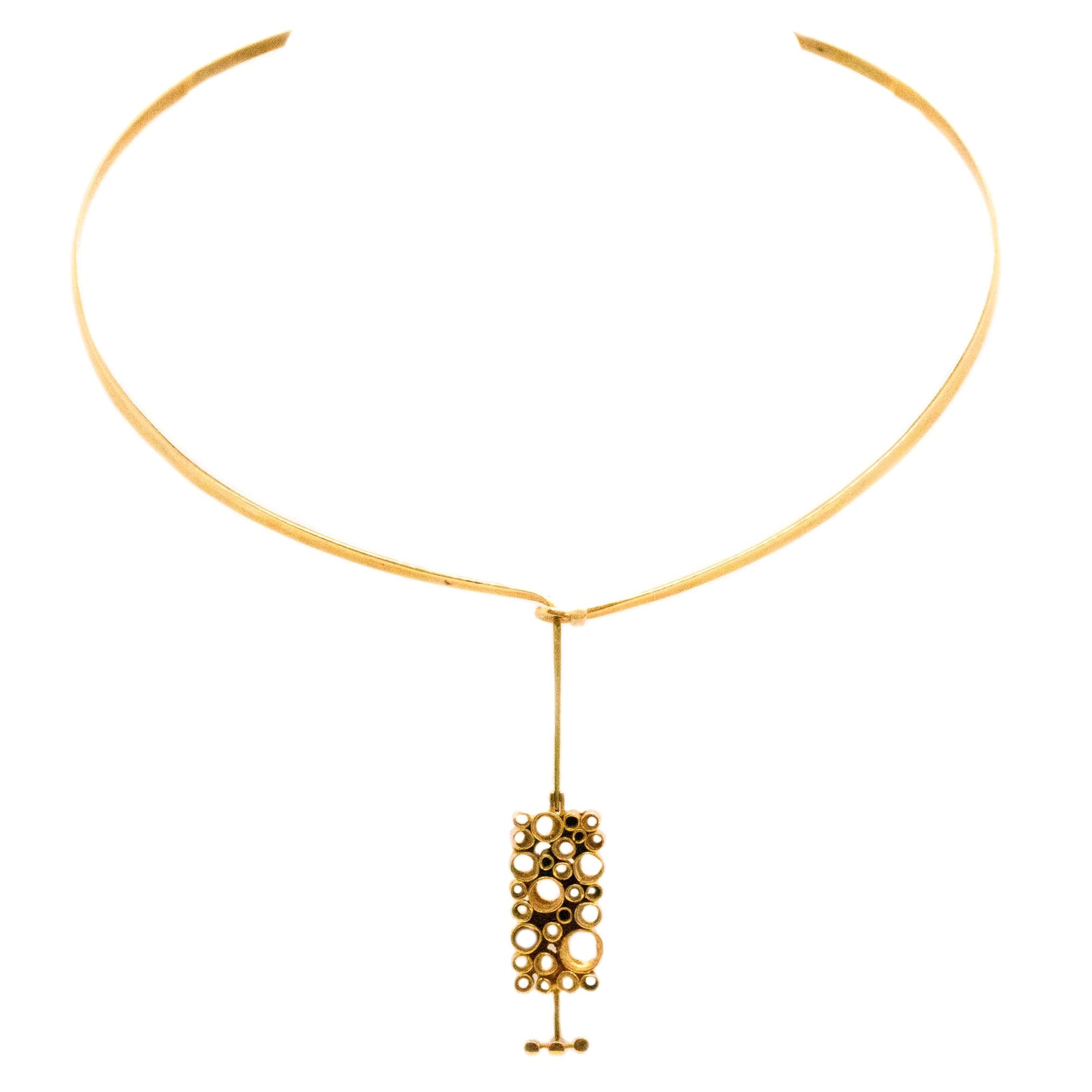 Kerstin Öhlin Lejonklou 1968 Sweden 18Kt Gold Modernist Geometric Necklace For Sale
