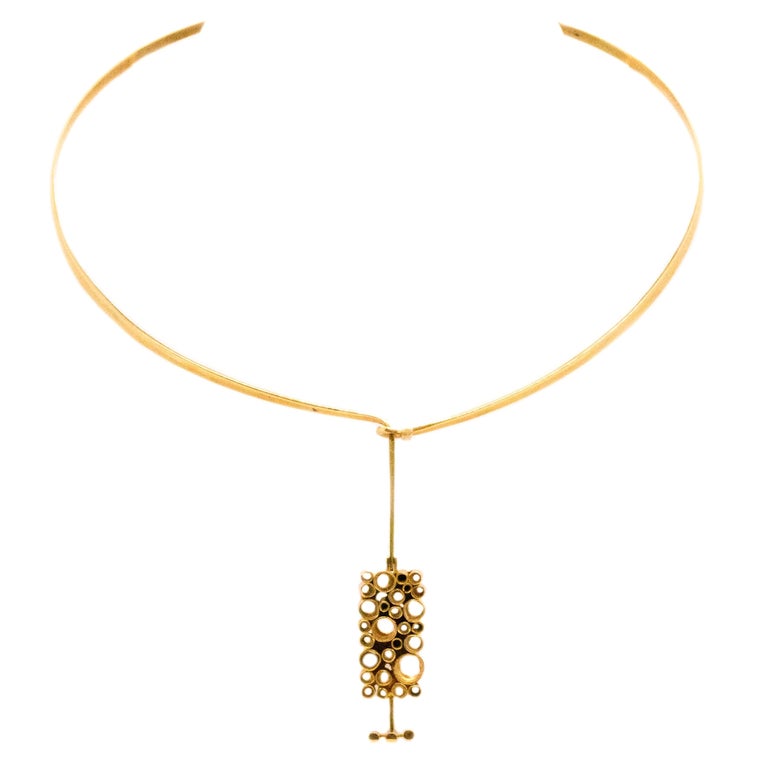 Modernist Gold Necklace - 574 For Sale on 1stDibs