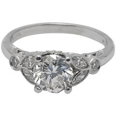 Vintage Floral Motif Diamond Platinum Ring