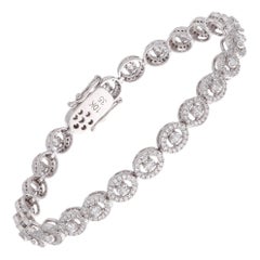 CVD Diamond Evil Eye Design Charms Bracelet 10 Karat White Gold Handmade Jewelry